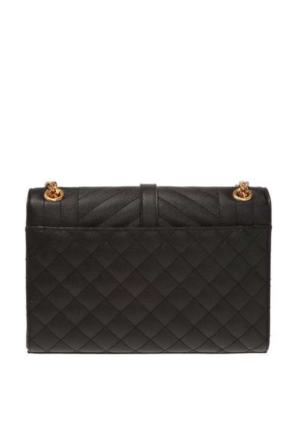 Saint Laurent Ladies Envelope Quilted Shoulder Bag In Black In Black