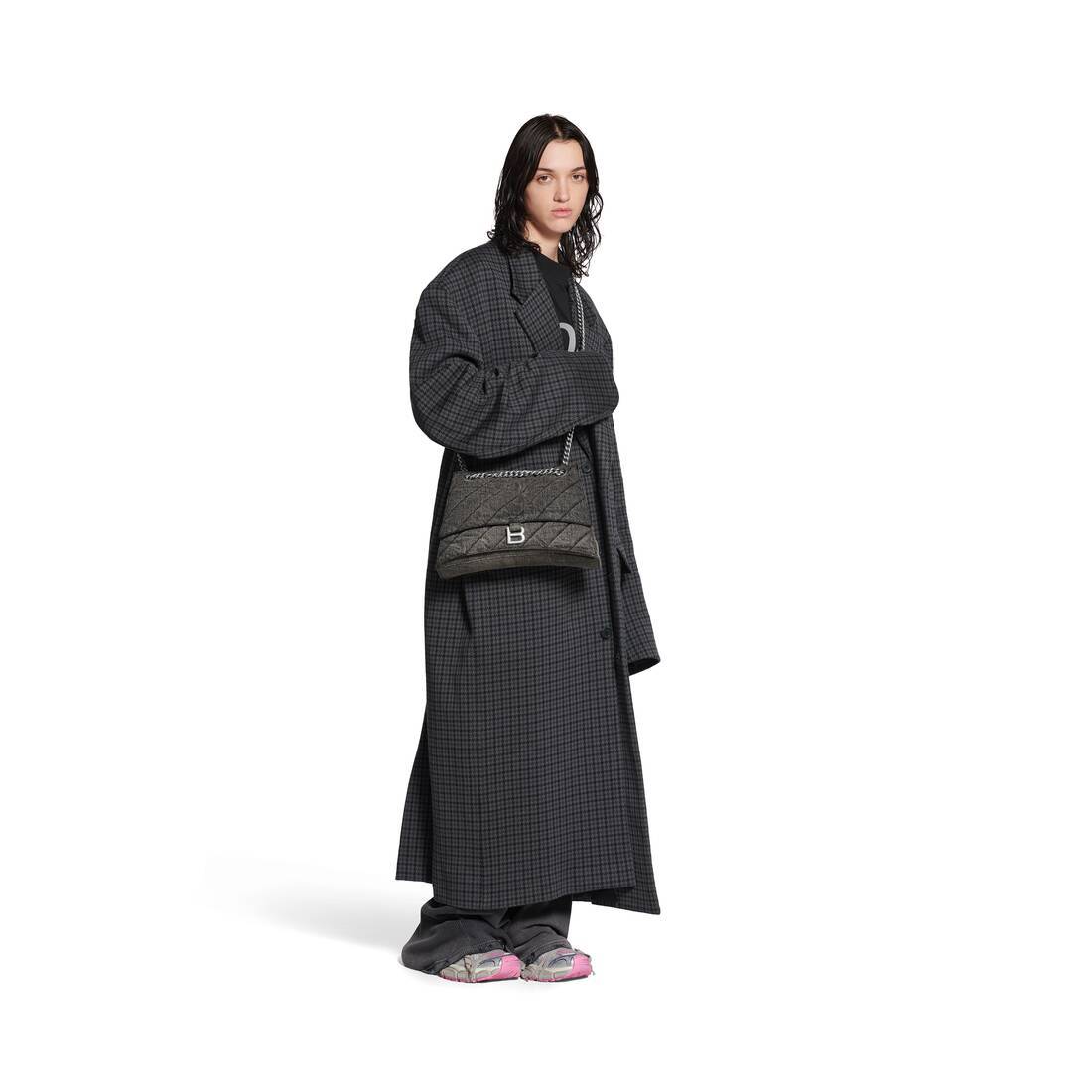 Balenciaga Medium Crush Denim Shoulder Bag In Black