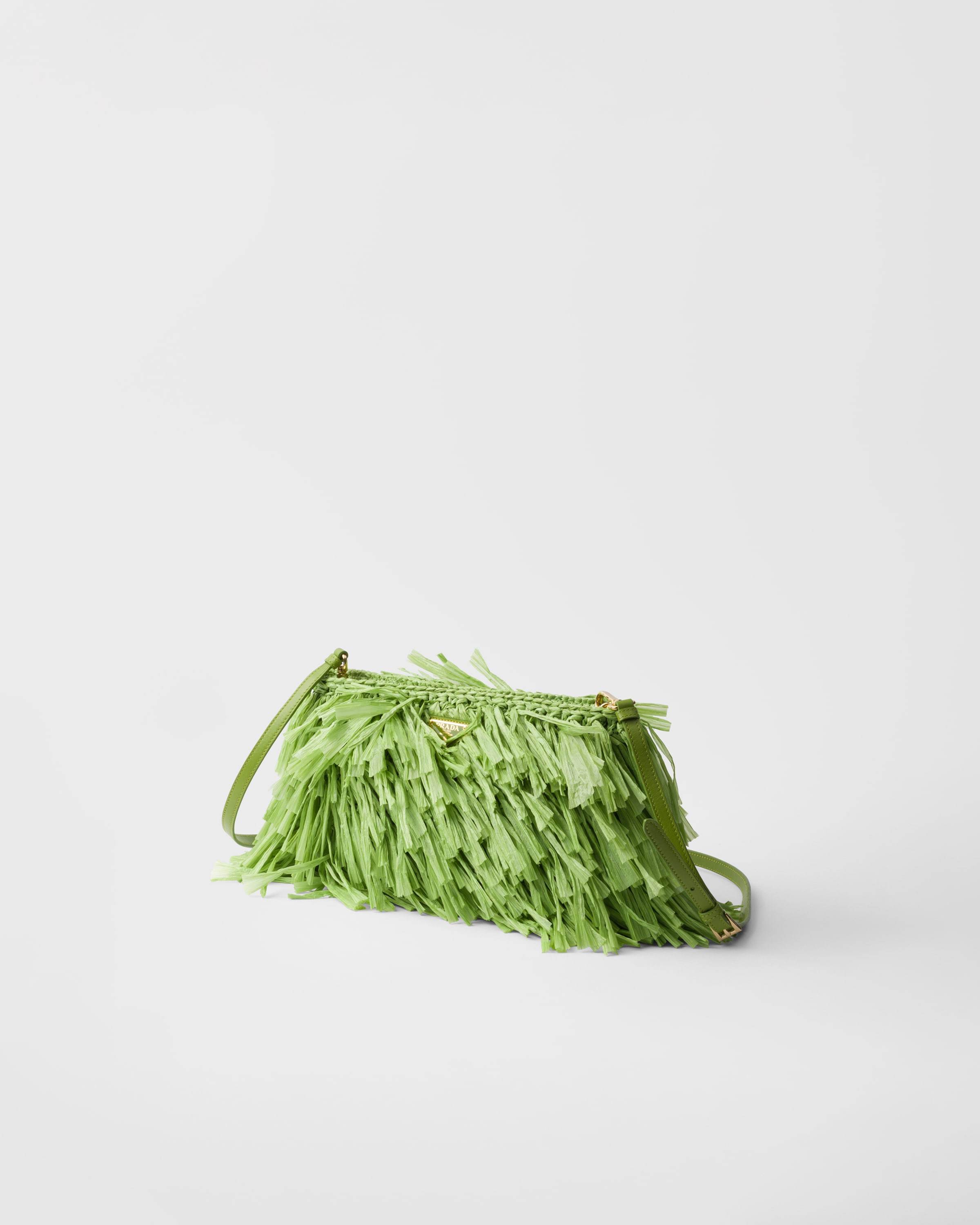 Prada Crochet Clutch Bag Fringe Detailing In Green