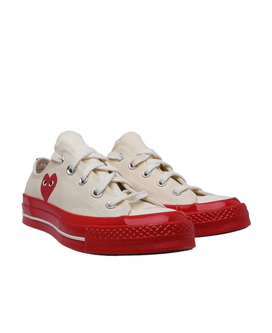 Comme Des Garçons Play Low-top Canvas Sneaker Rubber Sole In Red