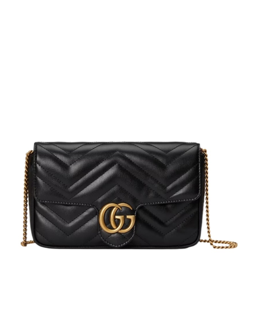 Shop Gucci Gg Marmont Super Mini Bag In Black