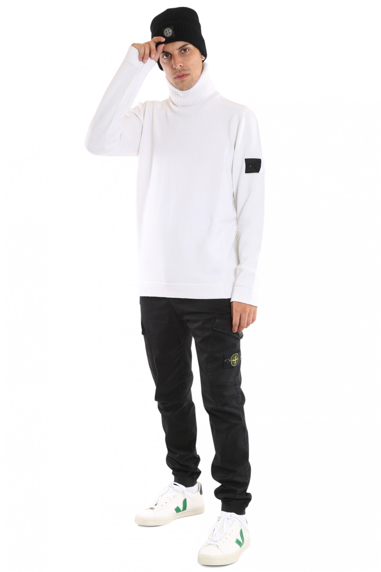 Shop Stone Island Logo-patch Beanie In Black