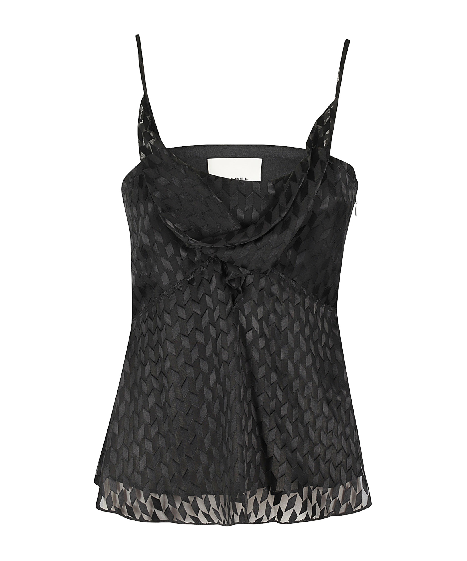 Isabel Marant Kalisia Sheer Geometric-decorated Top With Puff Neckline In Black
