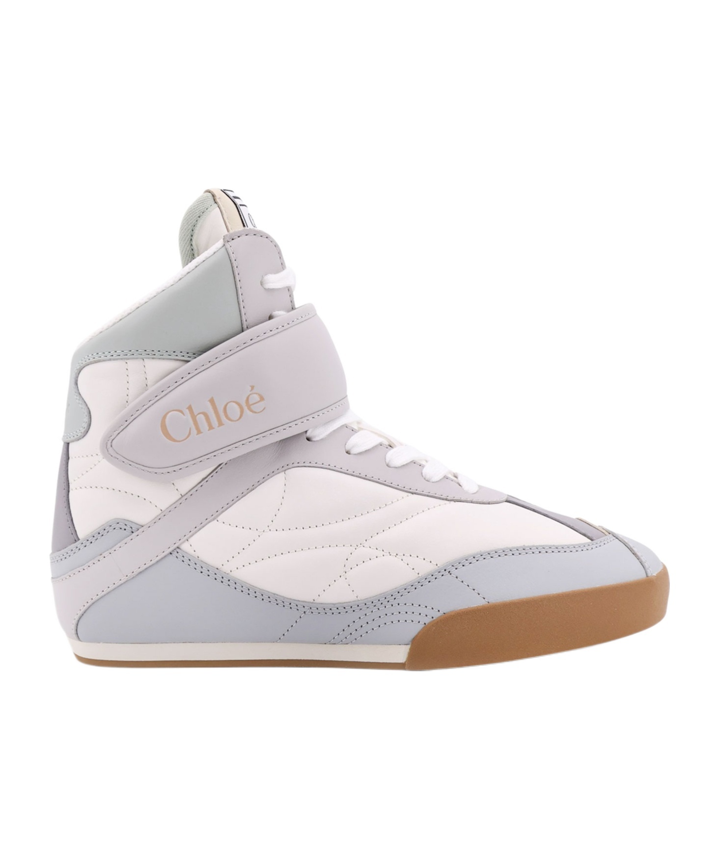 Chloé Almond Toe High-top Sneaker With Quilted Panels In White