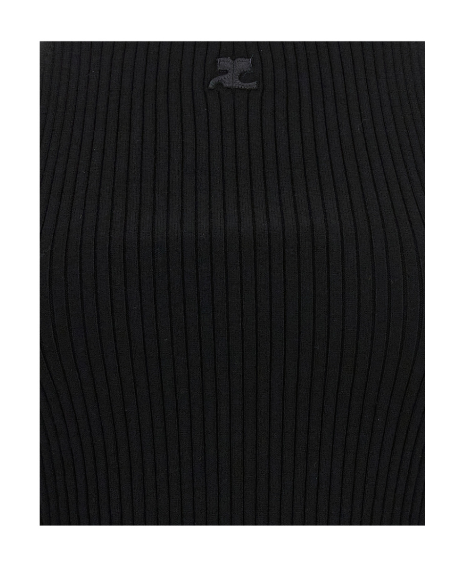 Shop Courrèges Ribbed-knit Tank Top In Black