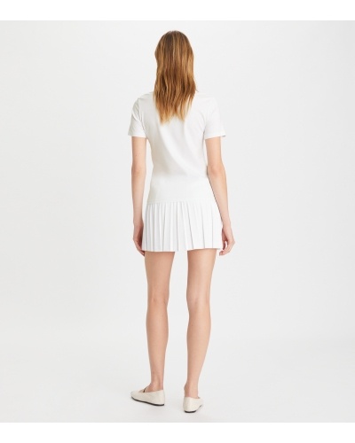 Tory Burch Logo Embroidered Crewneck T-shirt In White