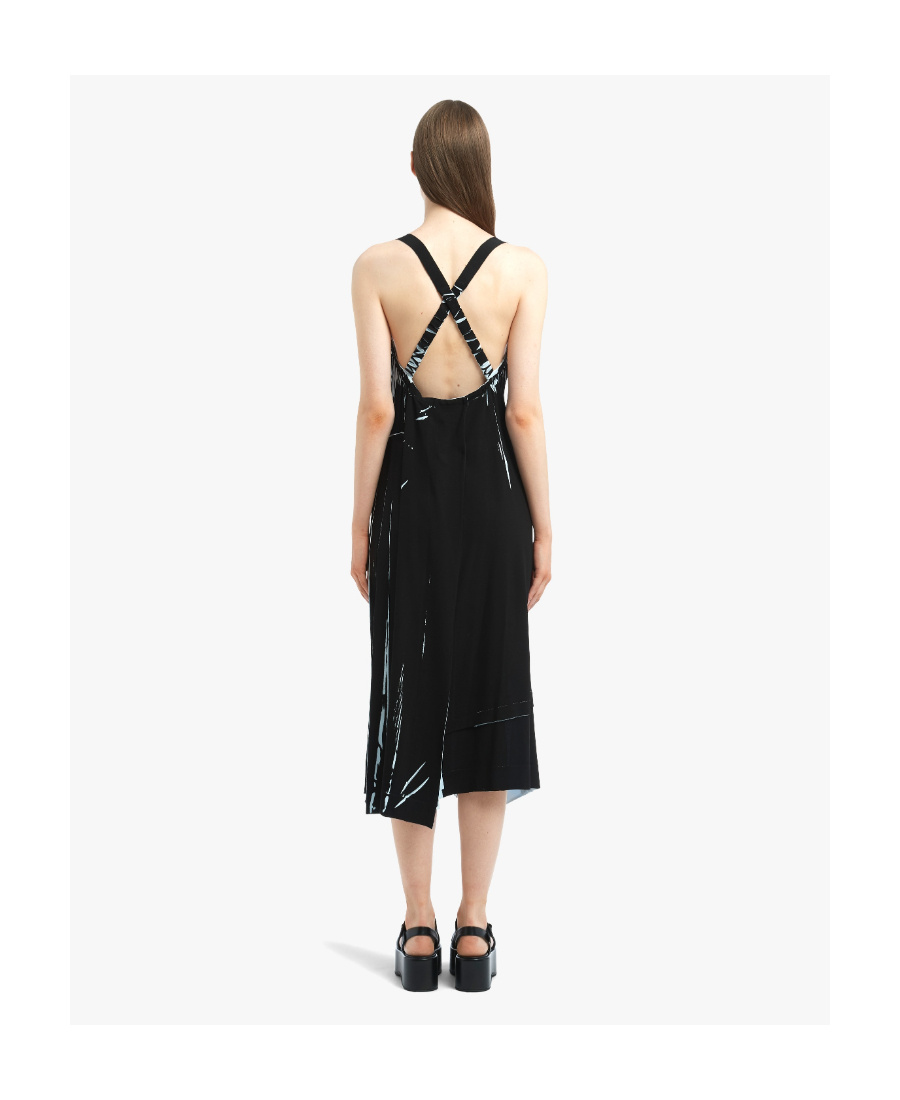 Prada `re-edition` Printed `sablé` Dress In Black