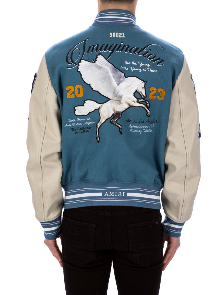 Amiri Oversized Varsity Jacket Ribbed Collar In Blue