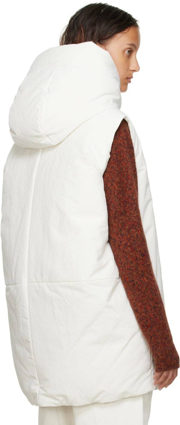 Jil Sander Zippered Hooded Down Vest In White