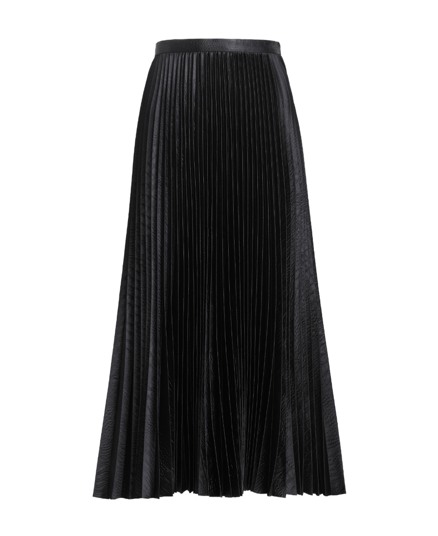Shop Alaïa Pleated Skirt In Black