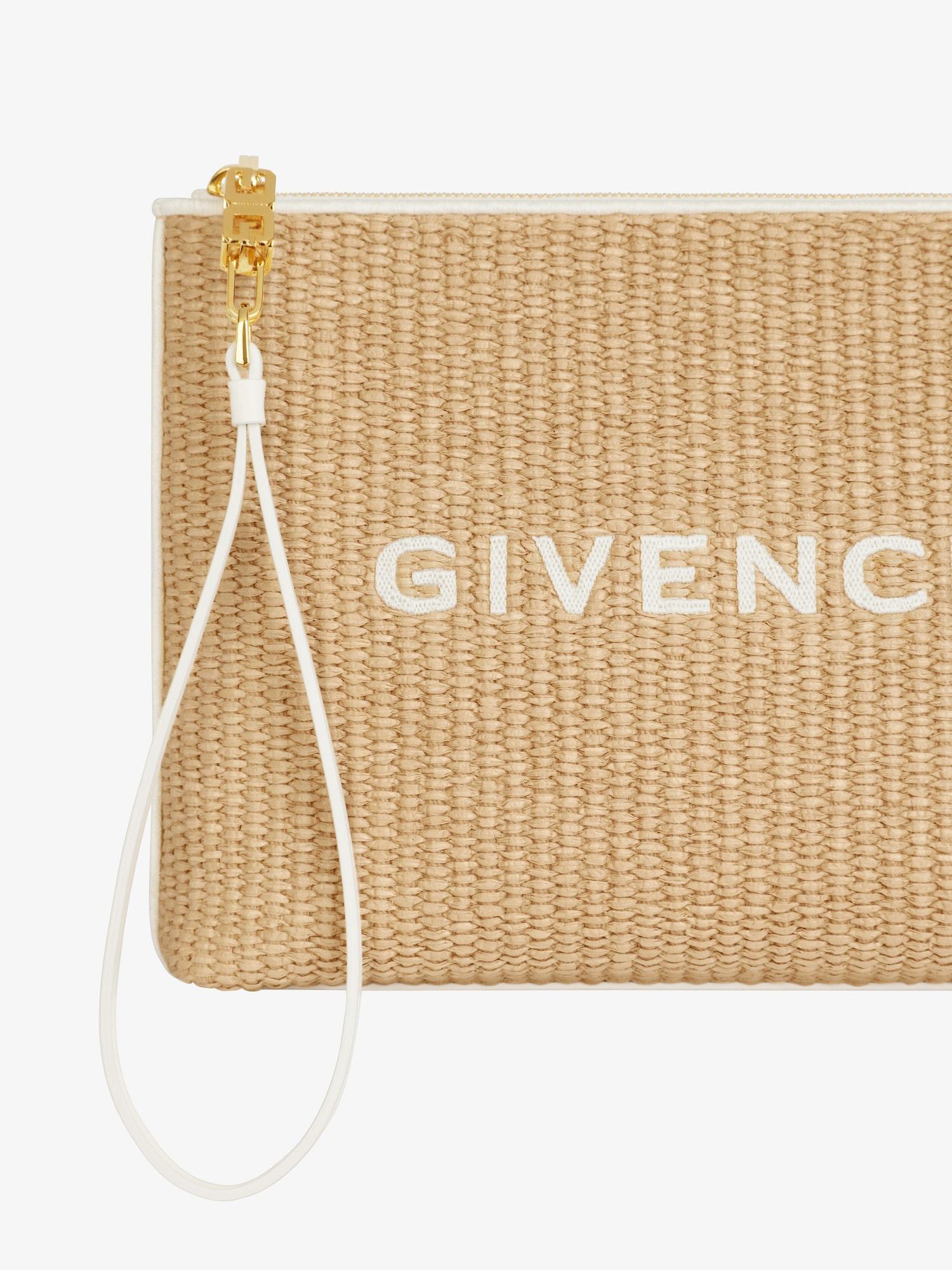 Shop Givenchy Travel Pouch In Raffia In Nude