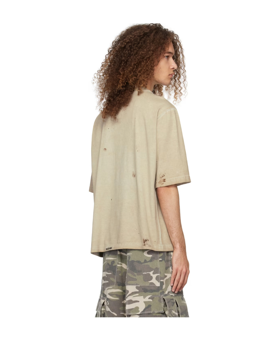 We11 Done T-shirt With Round Neck And Short Sleeves In Gray