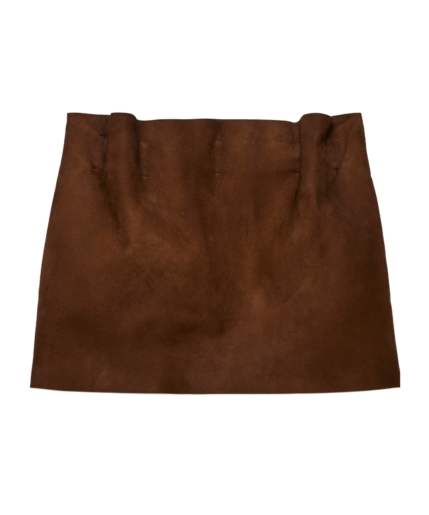 Prada Elasticated-waistband Suede Mini Skirt In Brown