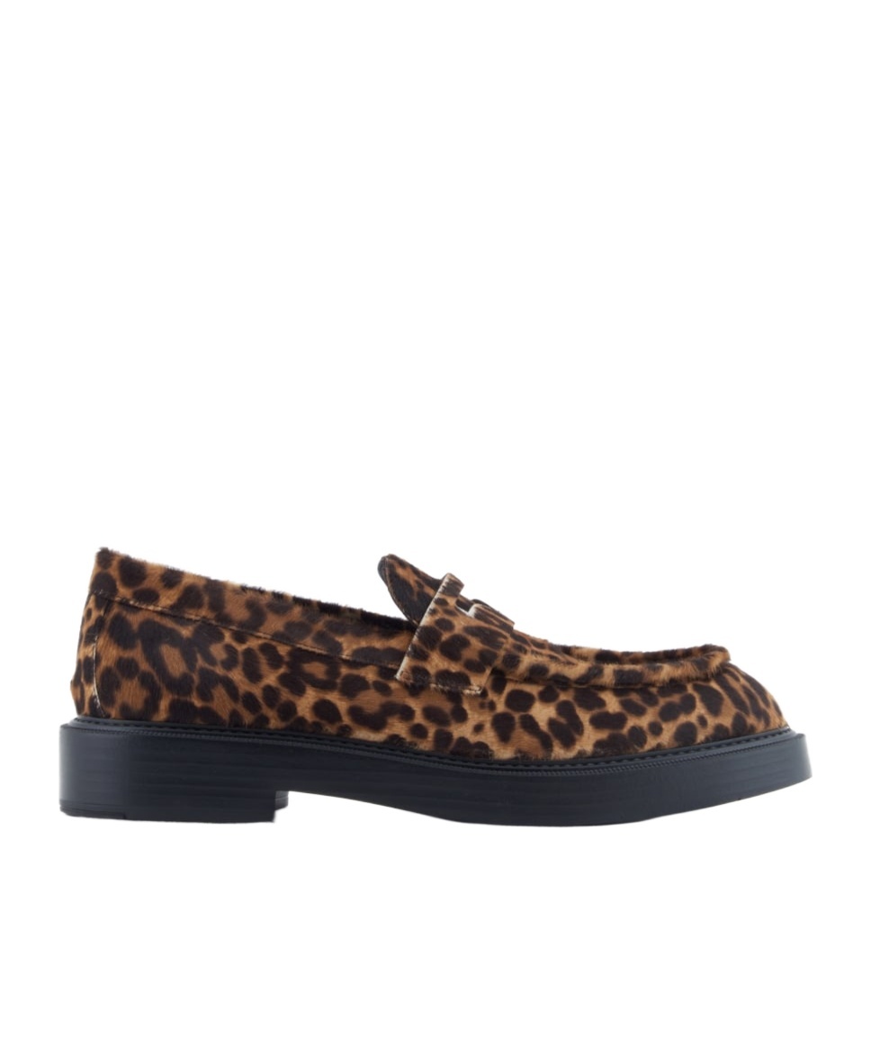 Emporio Armani Animal Print Low Block Heel Loafers In Animal Print