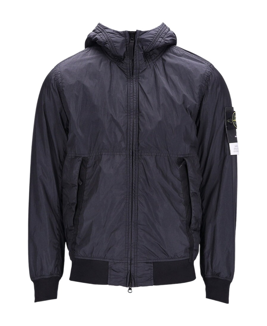 Stone Island Compass-patch Zip-up Jacket In Black