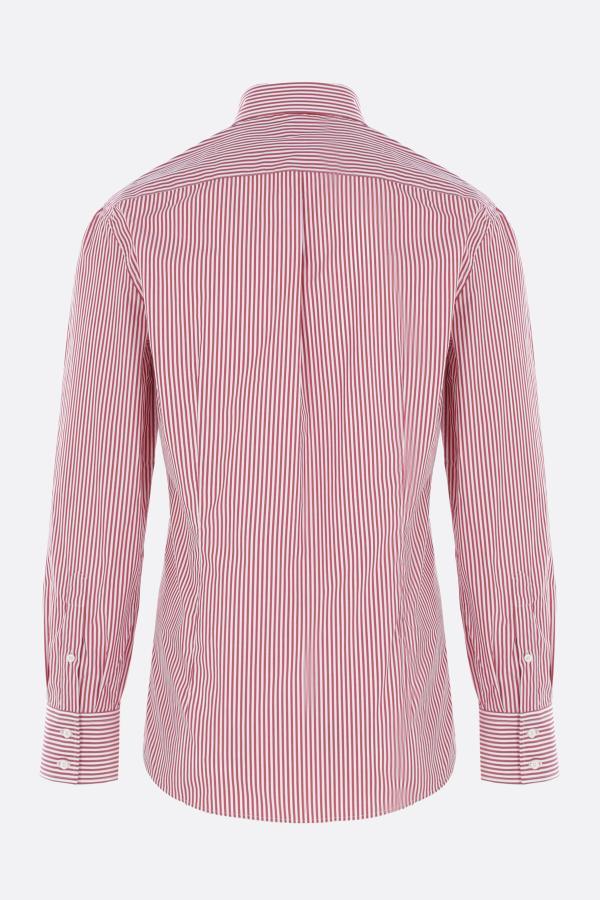 Brunello Cucinelli Striped Poplin Shirt In Pink