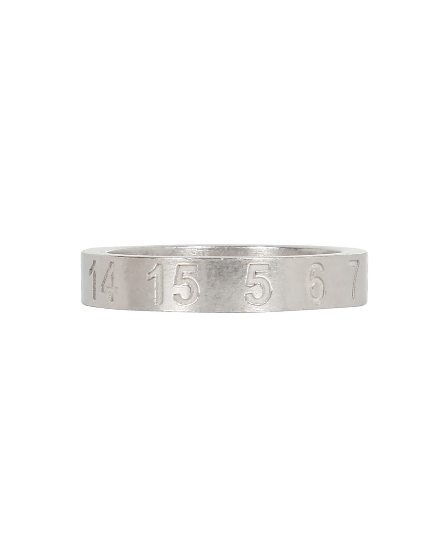 Maison Margiela Number-engraved Brushed Silver Ring In White