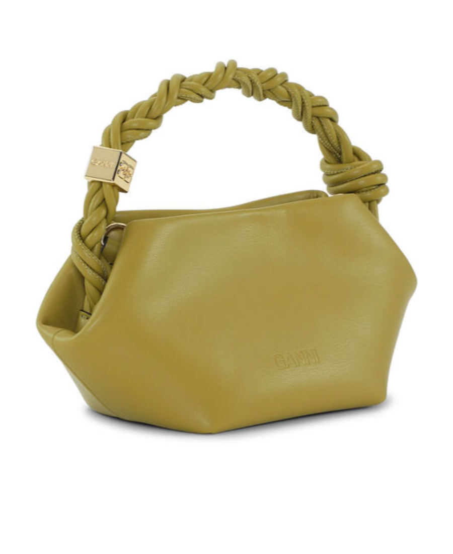 Ganni Bou Braided Mini Bag In Green