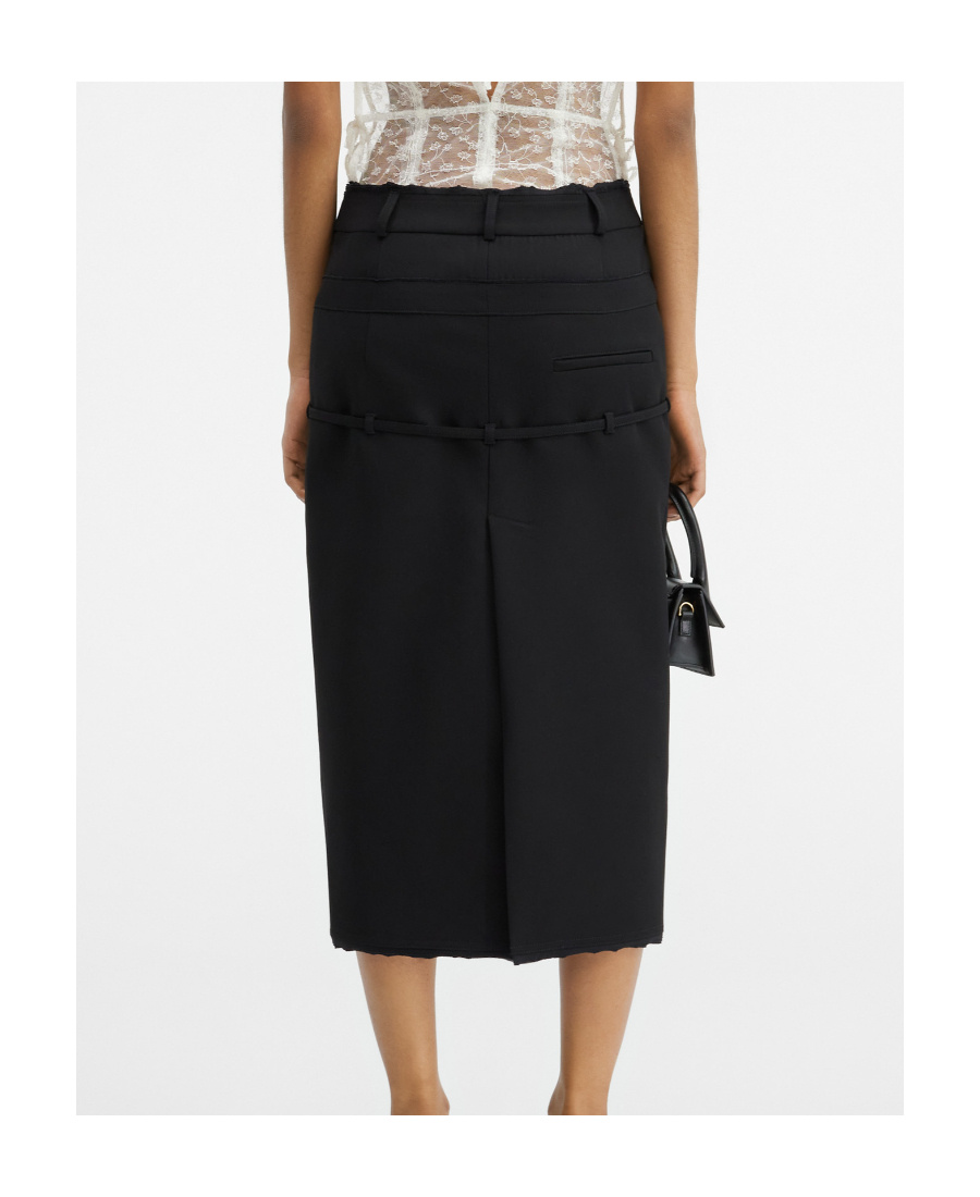 Jacquemus Wool Strap Skirt In Black