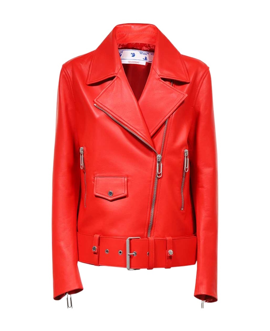Off-white Ff Leather Biker In Red
