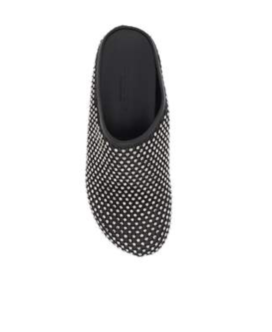 Marni Fussbett Sabot Leather And Crystal-embellished Mesh Clogs In Black