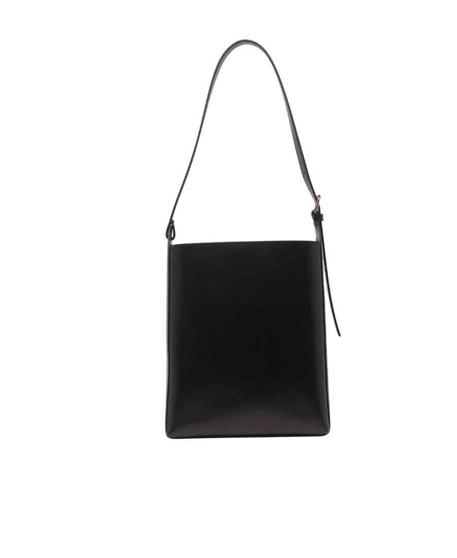 Apc 'virginie' Black Bucket Bag With Shoulder Strap And Top Adjustable Handle In Leather Woman In Black