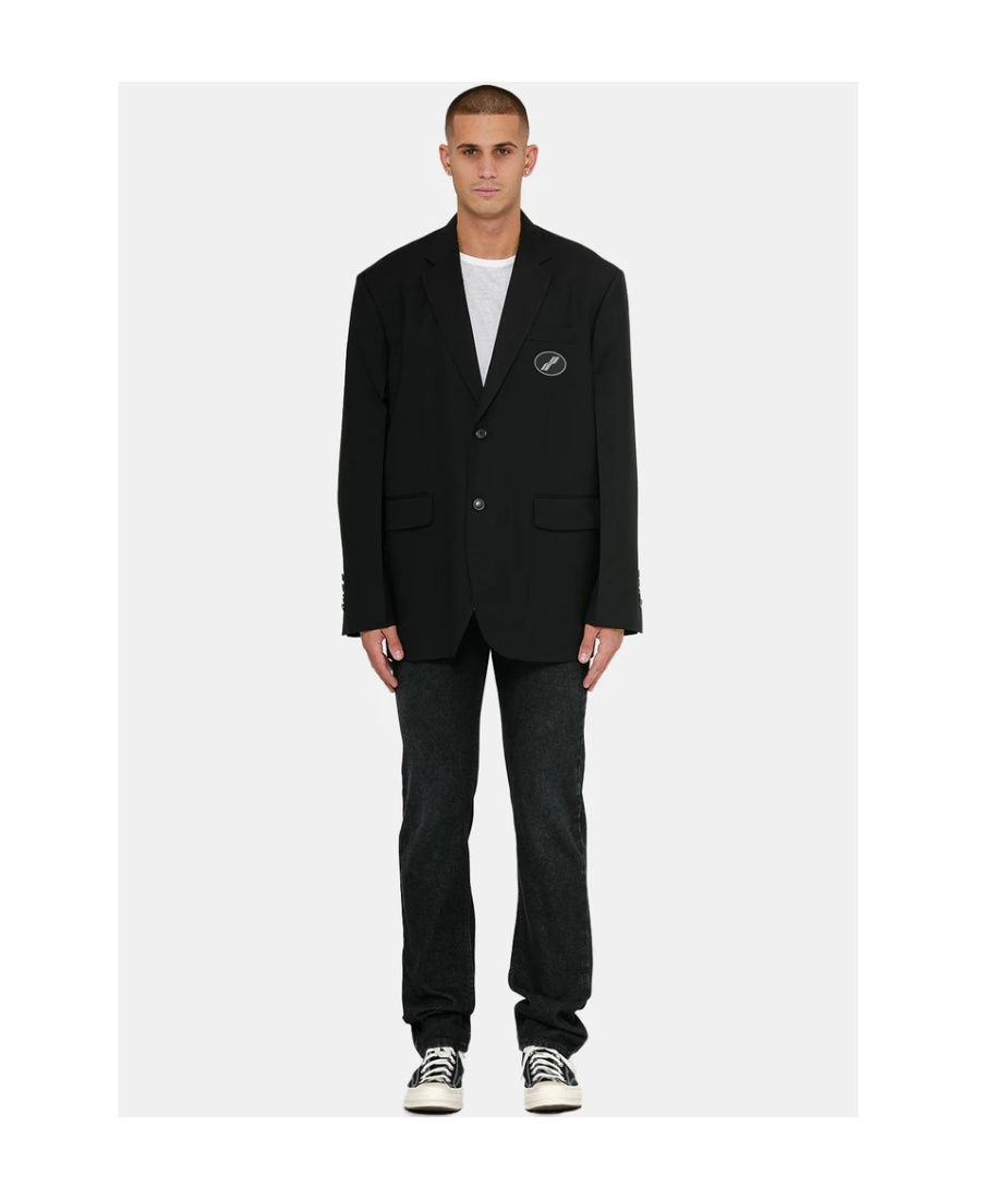 We11 Done Oversized Logo Blazer In Black