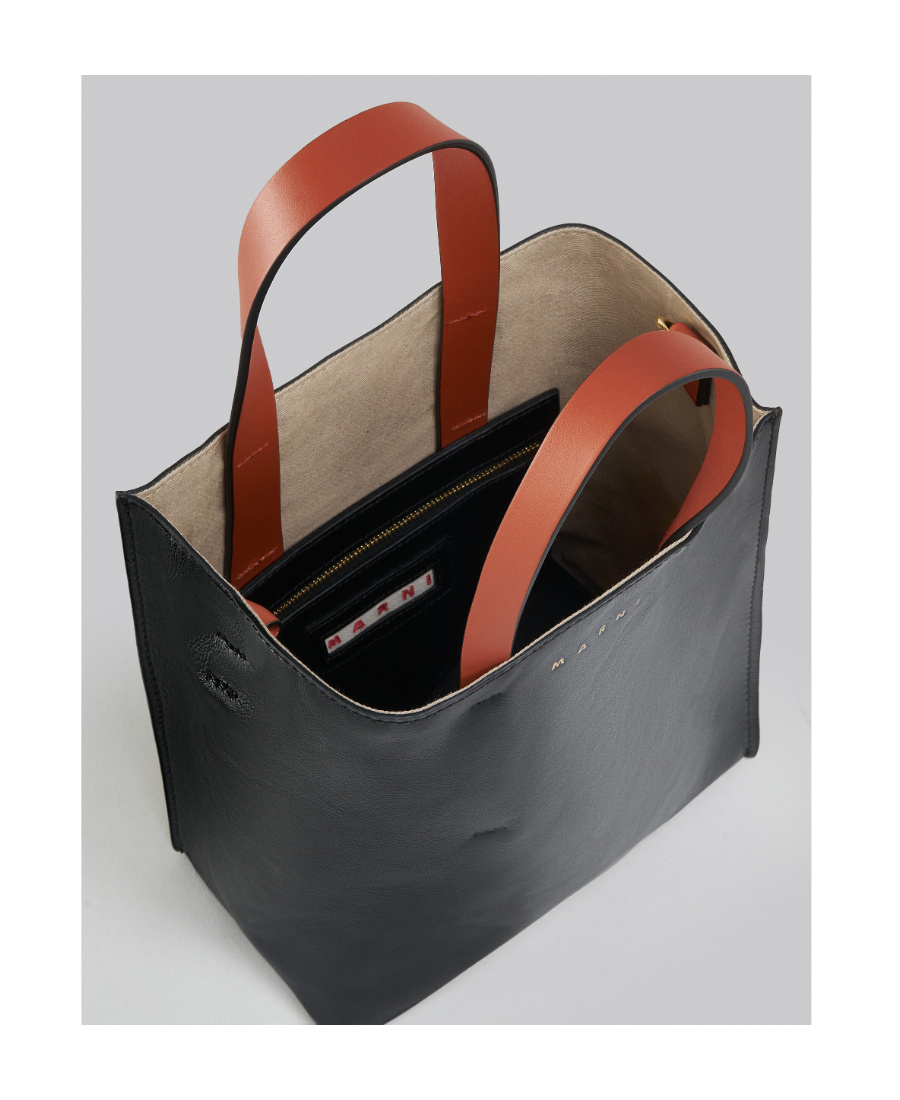 Shop Marni Museo Soft Mini Bag In Black And Green Leather