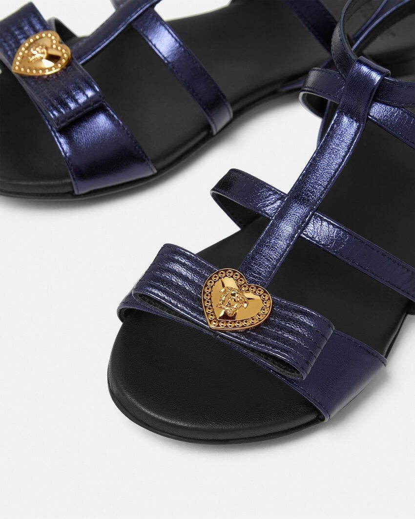 Versace Gianni Logo Sandals In Black