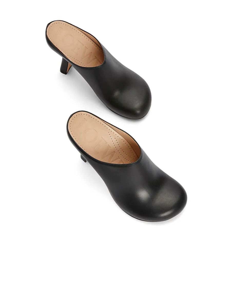 Loewe Terra Leather Stiletto Mule Clogs In Black