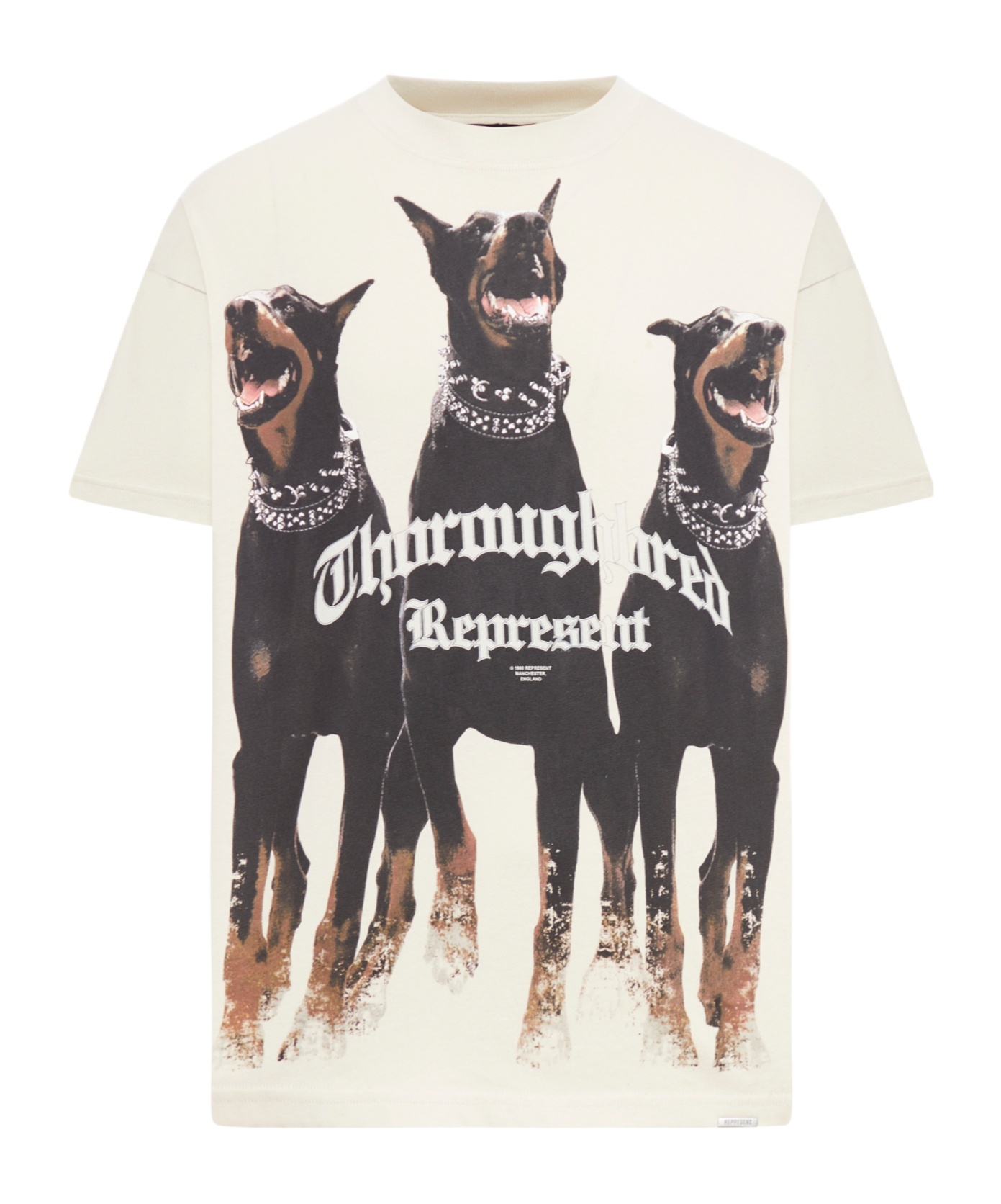 Represent Mens Vintage White Thoroughbred Graphic-print Cotton-jersey T-shirt In White
