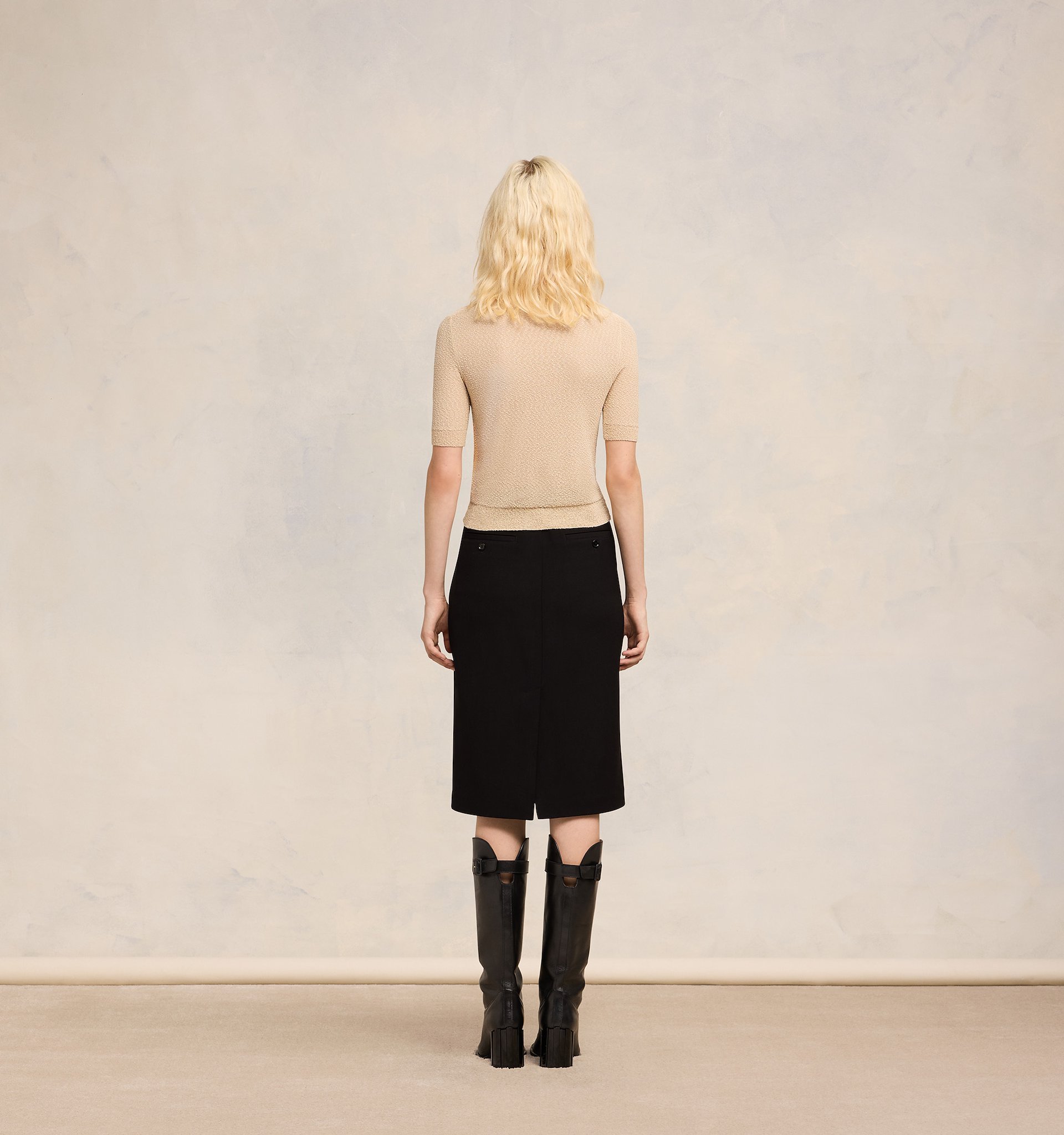 Ami Alexandre Mattiussi Short-sleeve Knitted Top In Nude