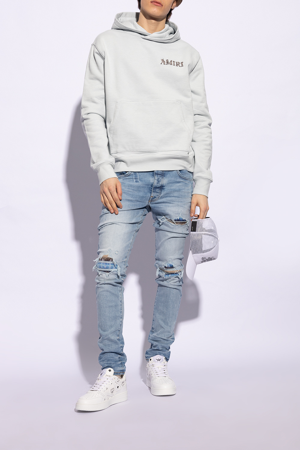 Mcm Terrain Canvas Printed Sneakers In White