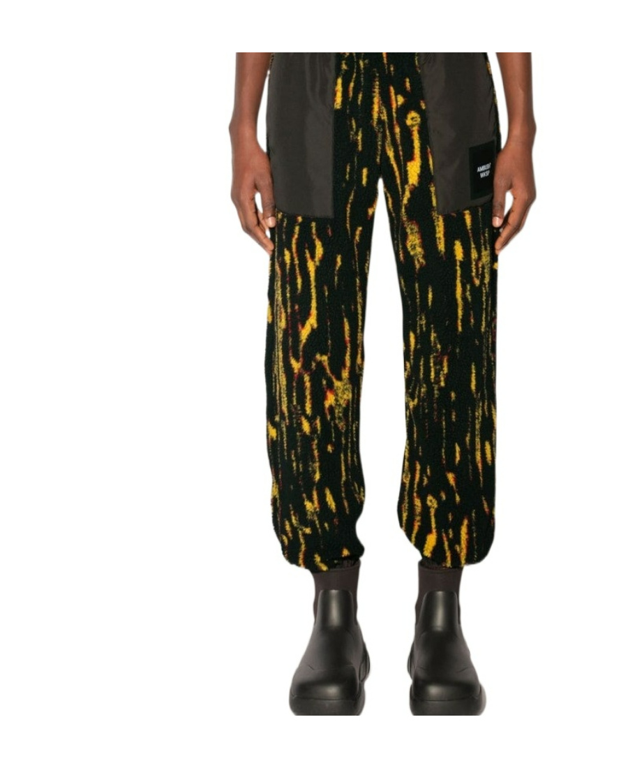 Ambush Textured Fabric Drawstring Pants With Contrast Panels In Black