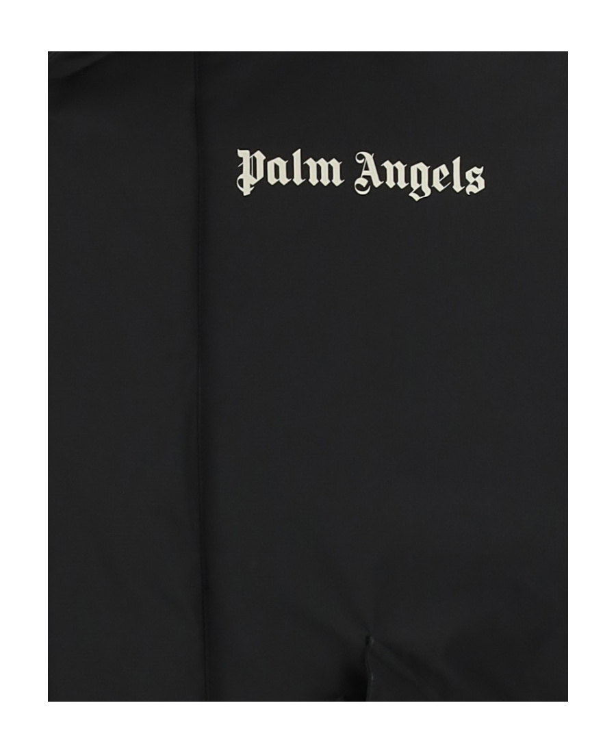 Palm Angels Black Logo Print Track Ski Jacket In Black