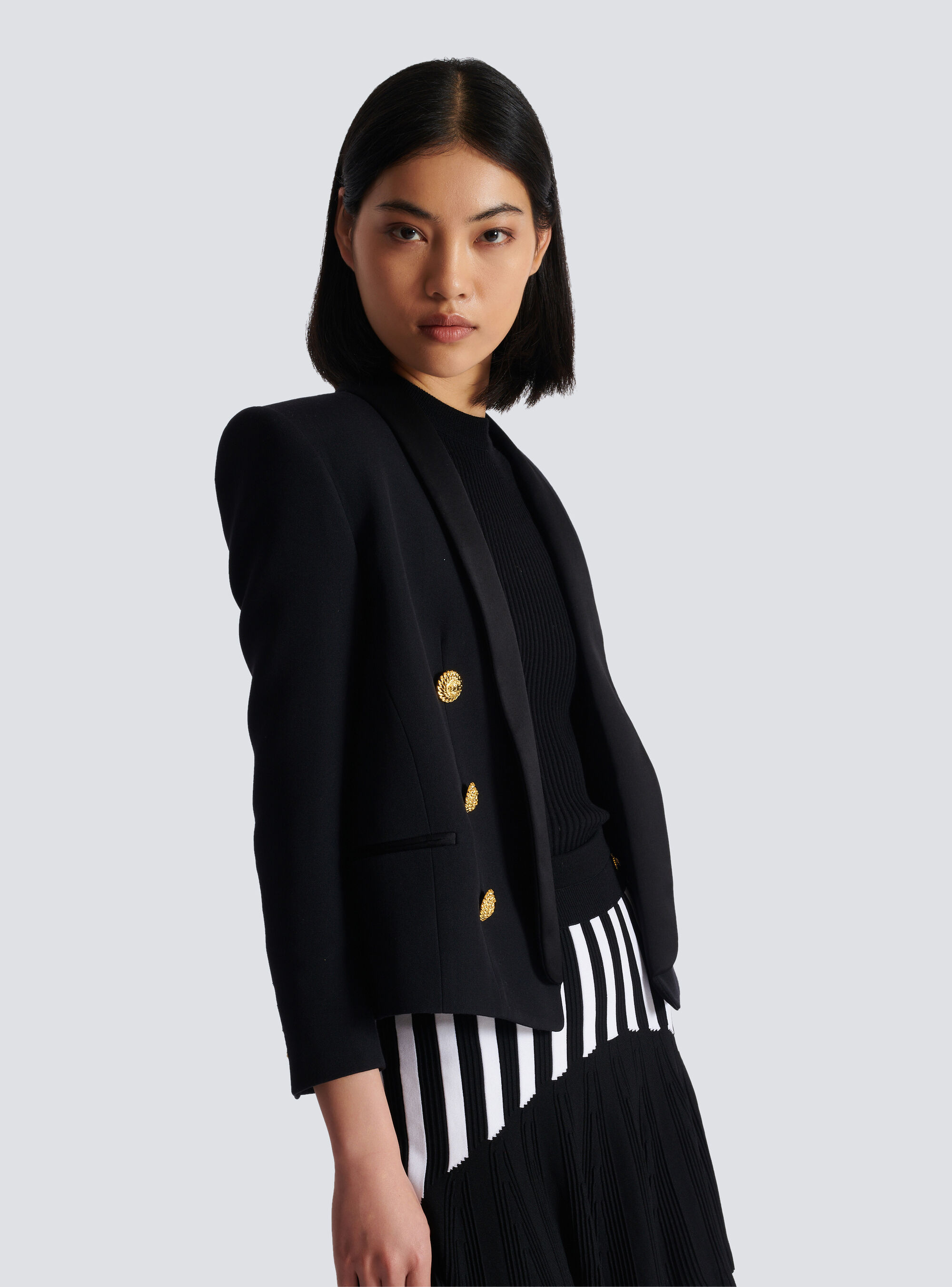 Balmain Boxy Wool Jacket In Black