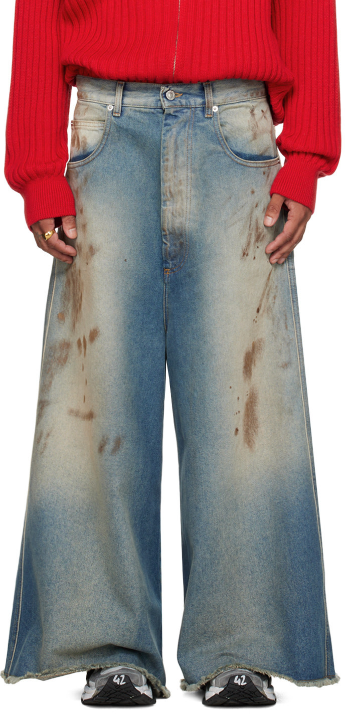 Lu'u Dan Blue Wide Cropped Jeans In Gray