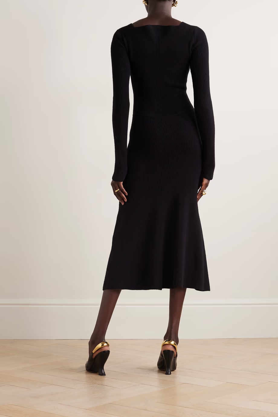 Shop Victoria Beckham Circle Stitched Stretch Medium-length Dress In Black