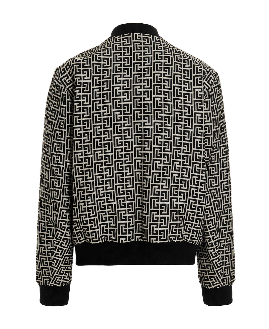 Balmain Monogram-pattern Reversible Bomber Jacket In Black