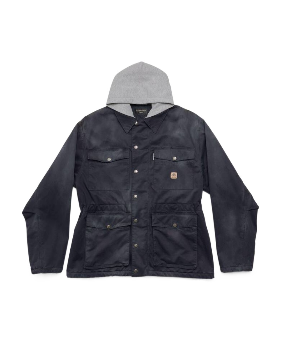 Balenciaga Logo-patch Classic-hood Parka In Black