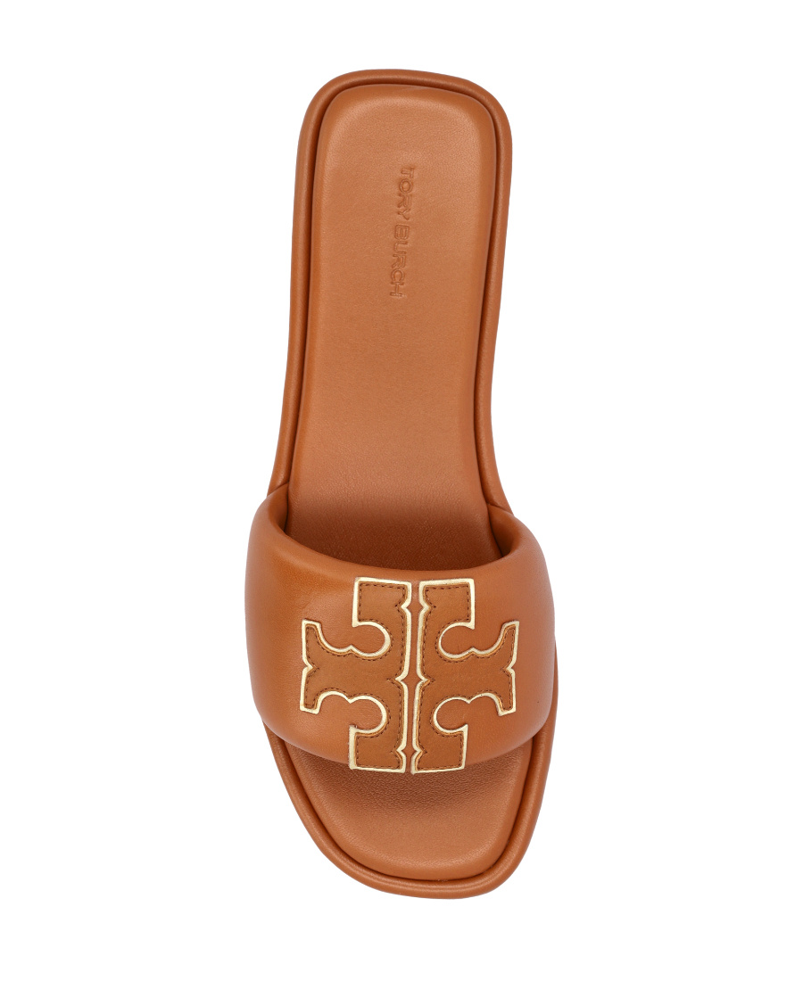 Tory Burch Double T Sport Slide Sandals In Brown