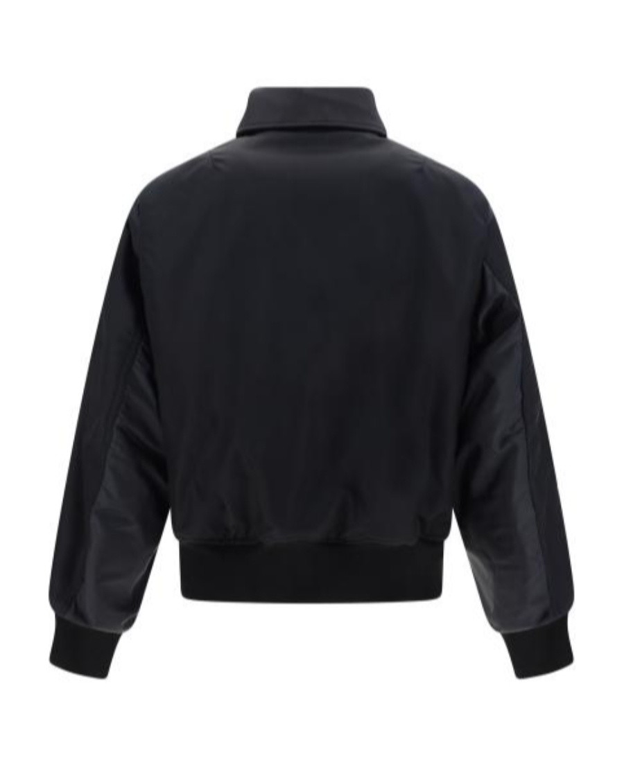 Valentino Nylon And Denim Bomber Jacket In Black