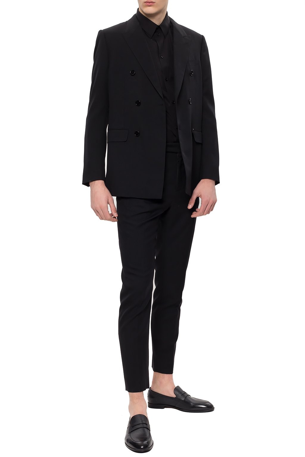 Celine Wool Pleated Casual Trousers In Black