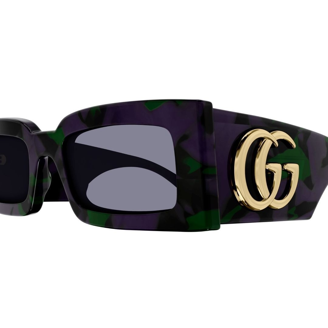 Gucci Logo-plaque Rectangle-frame Sunglasses In Black