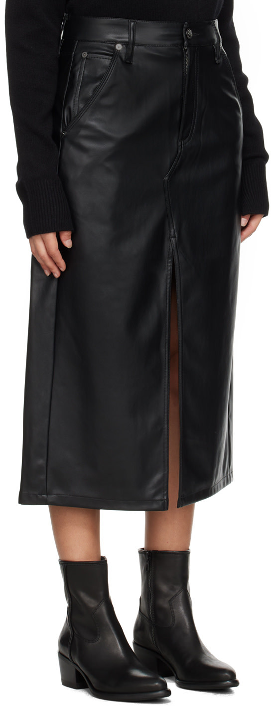 Rag & Bone Black Sid Faux-leather Midi Skirt