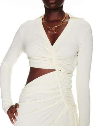 Shop Off-white Vi-crepe Draped Midi Dress In White