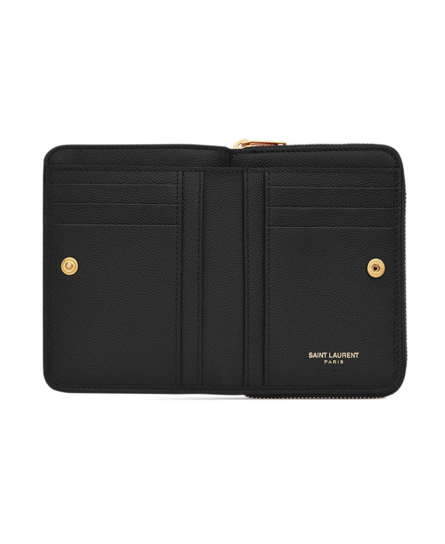 Saint Laurent Compact Zip Around Wallet In Black