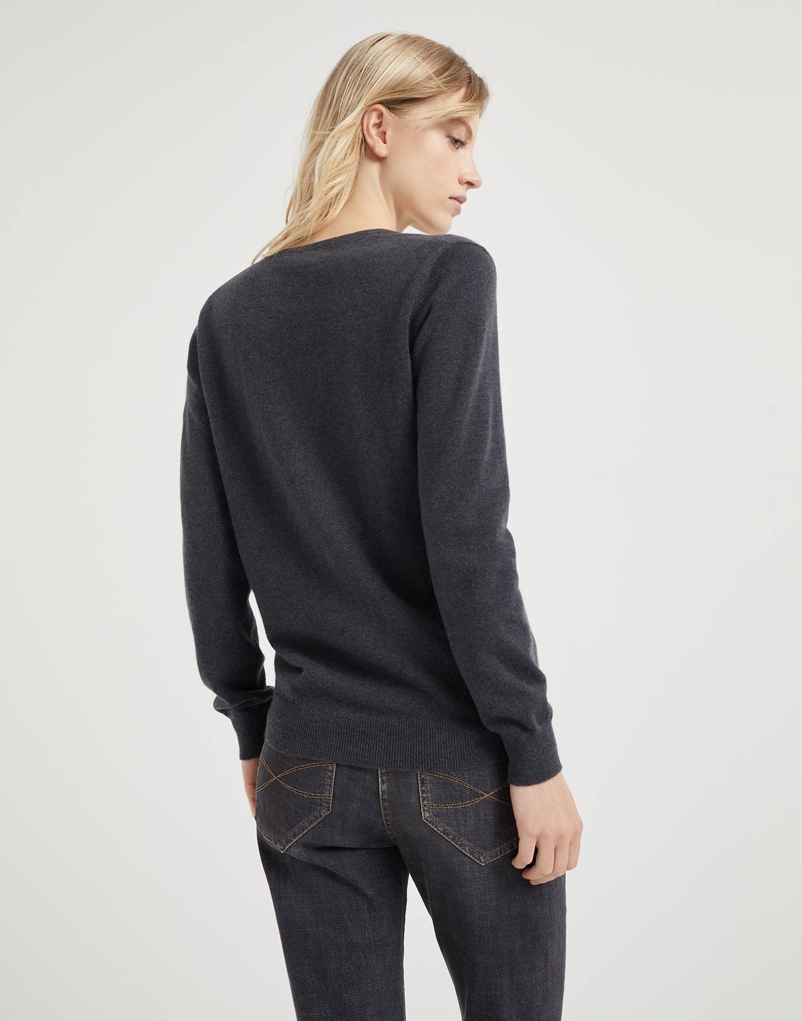 Brunello Cucinelli Cotton Ribbed Knit Top With Monili Detail
