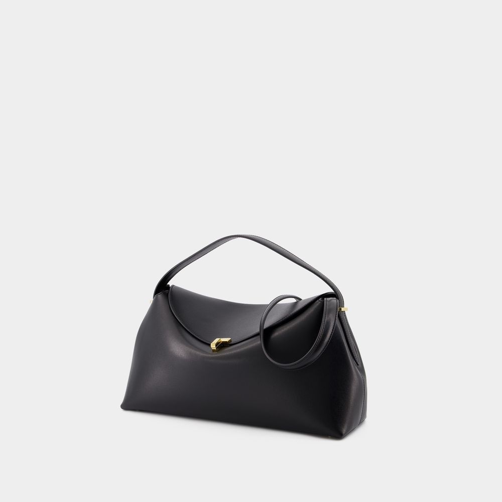 Totême T-lock Leather Tote Bag In Black