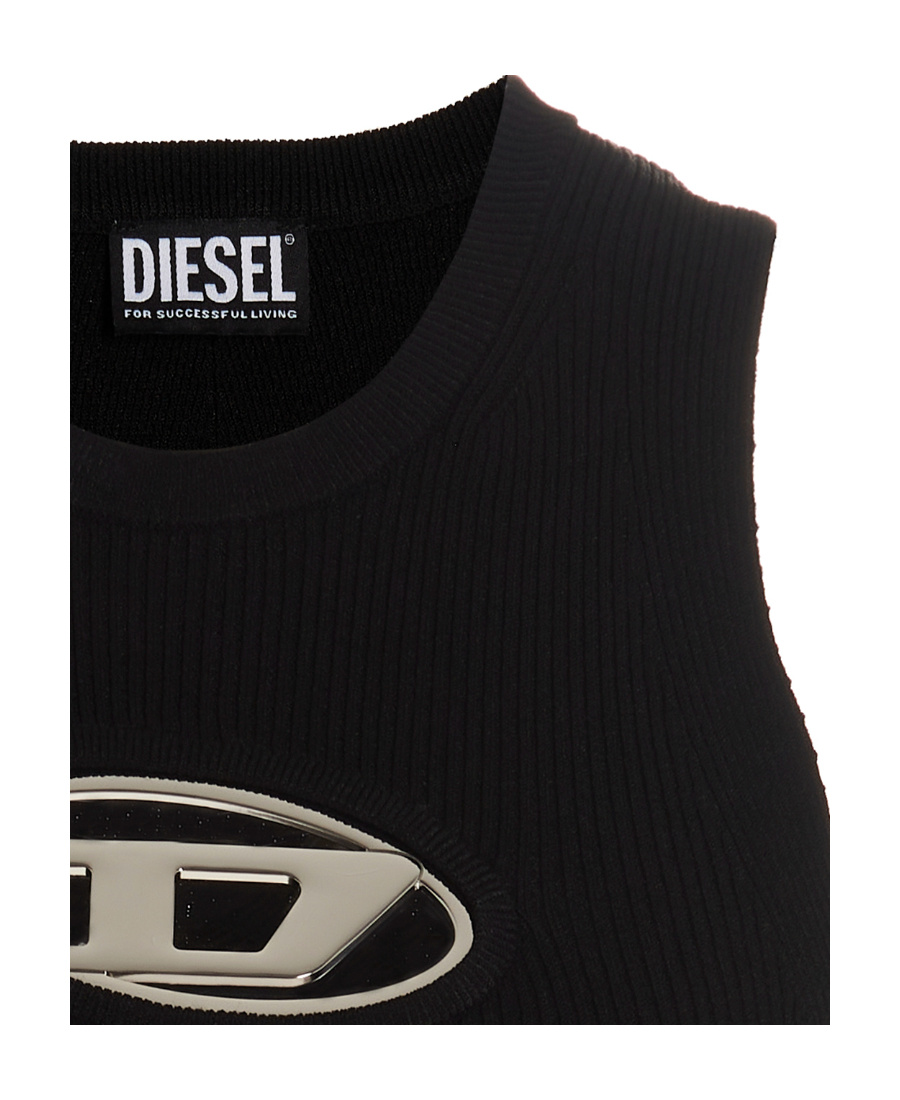 Diesel Knit Tank Top In Cashmere Blend In Black